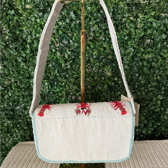 Lobster Embroidered Shoulder Bag - White and Red - Picture 3 of 11